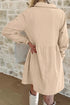 Corduroy Collared Half Button Babydoll Mini Dress
